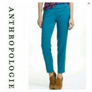 Anthropologie Leifsdottir Peacock teal zipper ankle skinny pants